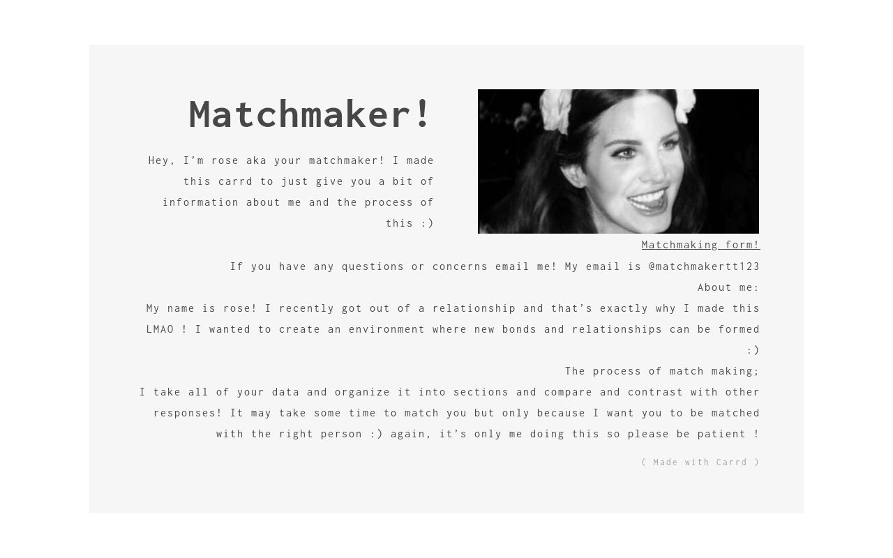 Carrd profile picture for @matchmaking